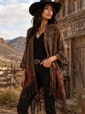 Line Boho Cotton Waterfall Open Women’s Cardigan OS